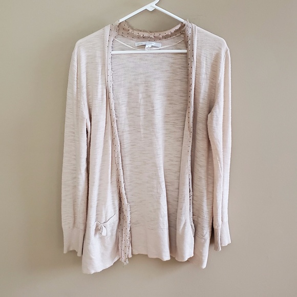🪩 Lauren Conrad Tan open cardigan sz M - Picture 1 of 4
